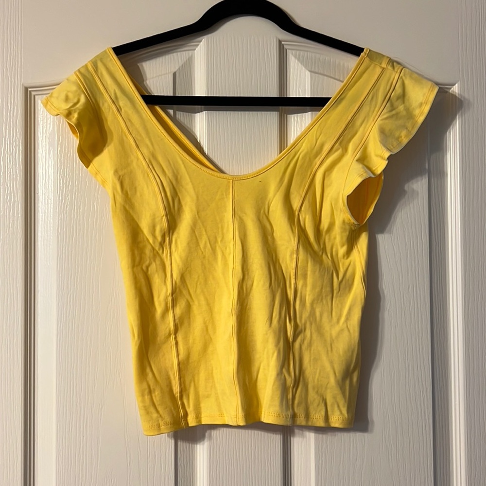 Yellow free people off the shoulder shirt